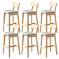 Modern Armless Backrest Counter Stool Oak Wood Cafe Bar Stool with Cushion and Pedal