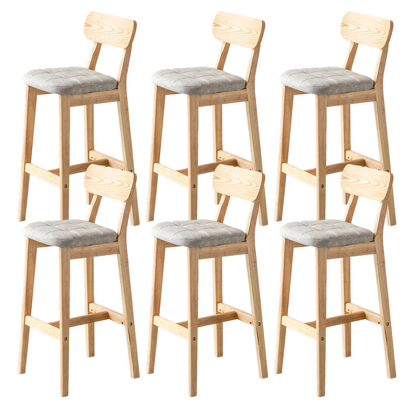 Modern Armless Backrest Counter Stool Oak Wood Cafe Bar Stool with Cushion and Pedal