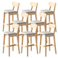 Modern Armless Backrest Counter Stool Oak Wood Cafe Bar Stool with Cushion and Pedal