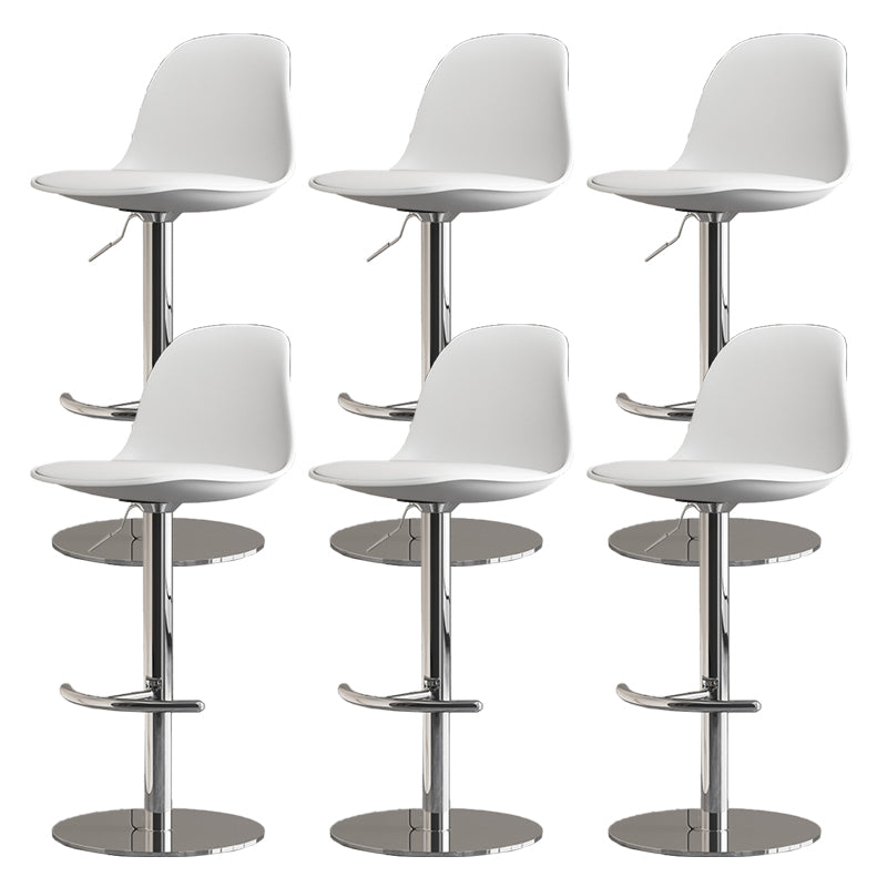 Industrial Backrest Rotatable Counter Stool Iron Cafe Bar Stool with Cushion and Pedal White 6 Piece Set Clearhalo 'Bar Furniture' 'Bar Stools' 'bar_stools' 'furn' 'furn_bar_stools' 'Furniture' 'Kitchen & Dining Furniture' 7016050