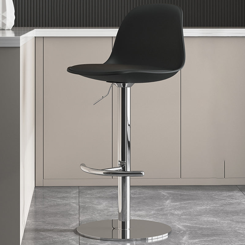 Industrial Backrest Rotatable Counter Stool Iron Cafe Bar Stool with Cushion and Pedal Black 1 Piece Clearhalo 'Bar Furniture' 'Bar Stools' 'bar_stools' 'furn' 'furn_bar_stools' 'Furniture' 'Kitchen & Dining Furniture' 7016054