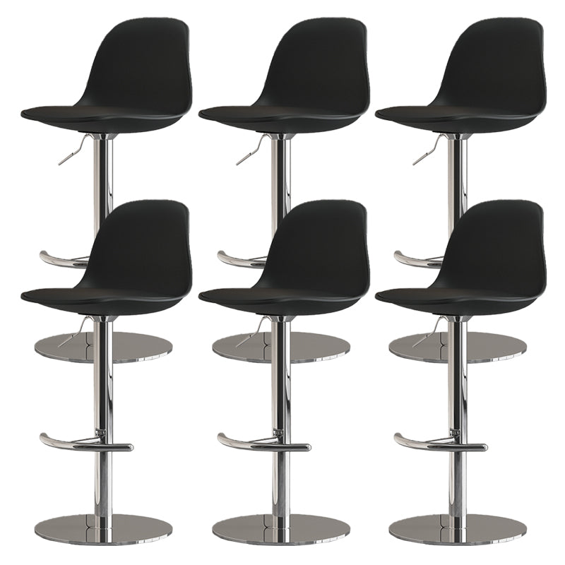 Industrial Backrest Rotatable Counter Stool Iron Cafe Bar Stool with Cushion and Pedal Black 6 Piece Set Clearhalo 'Bar Furniture' 'Bar Stools' 'bar_stools' 'furn' 'furn_bar_stools' 'Furniture' 'Kitchen & Dining Furniture' 7016059