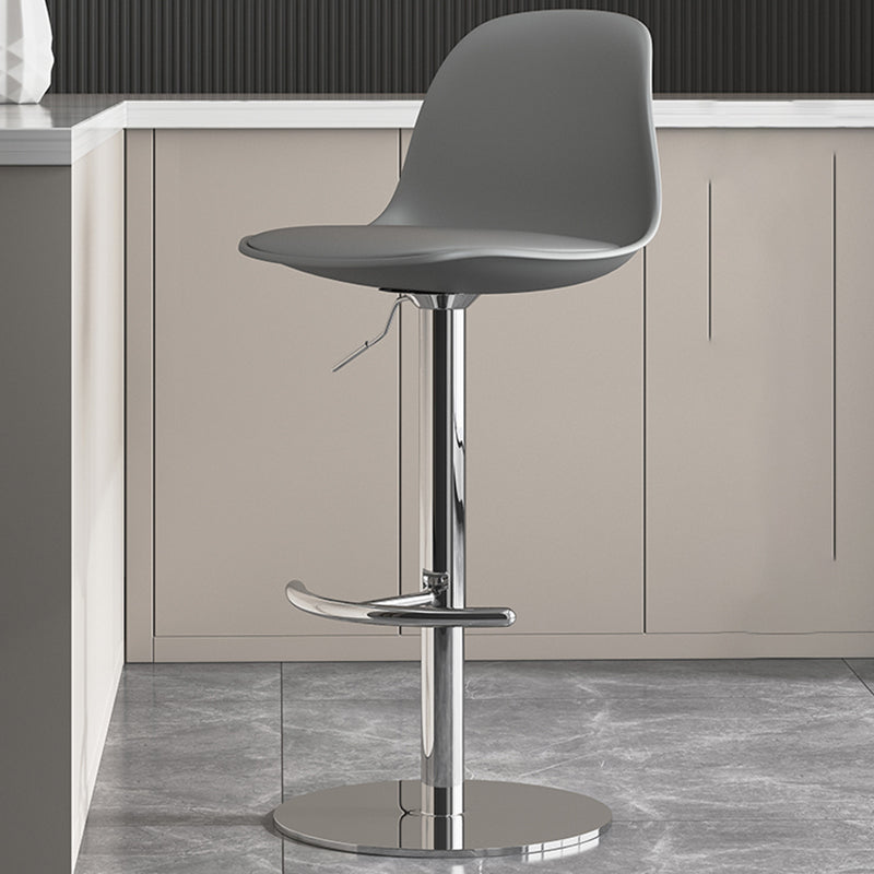 Industrial Backrest Rotatable Counter Stool Iron Cafe Bar Stool with Cushion and Pedal Grey 1 Piece Clearhalo 'Bar Furniture' 'Bar Stools' 'bar_stools' 'furn' 'furn_bar_stools' 'Furniture' 'Kitchen & Dining Furniture' 7016063