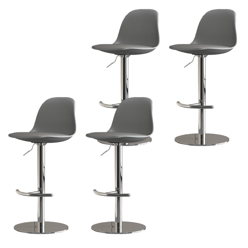 Industrial Backrest Rotatable Counter Stool Iron Cafe Bar Stool with Cushion and Pedal Grey 4 Piece Set Clearhalo 'Bar Furniture' 'Bar Stools' 'bar_stools' 'furn' 'furn_bar_stools' 'Furniture' 'Kitchen & Dining Furniture' 7016065