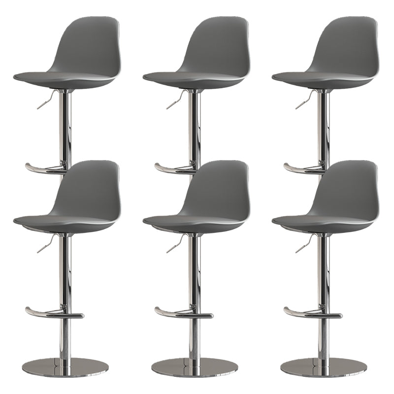 Industrial Backrest Rotatable Counter Stool Iron Cafe Bar Stool with Cushion and Pedal Grey 6 Piece Set Clearhalo 'Bar Furniture' 'Bar Stools' 'bar_stools' 'furn' 'furn_bar_stools' 'Furniture' 'Kitchen & Dining Furniture' 7016066