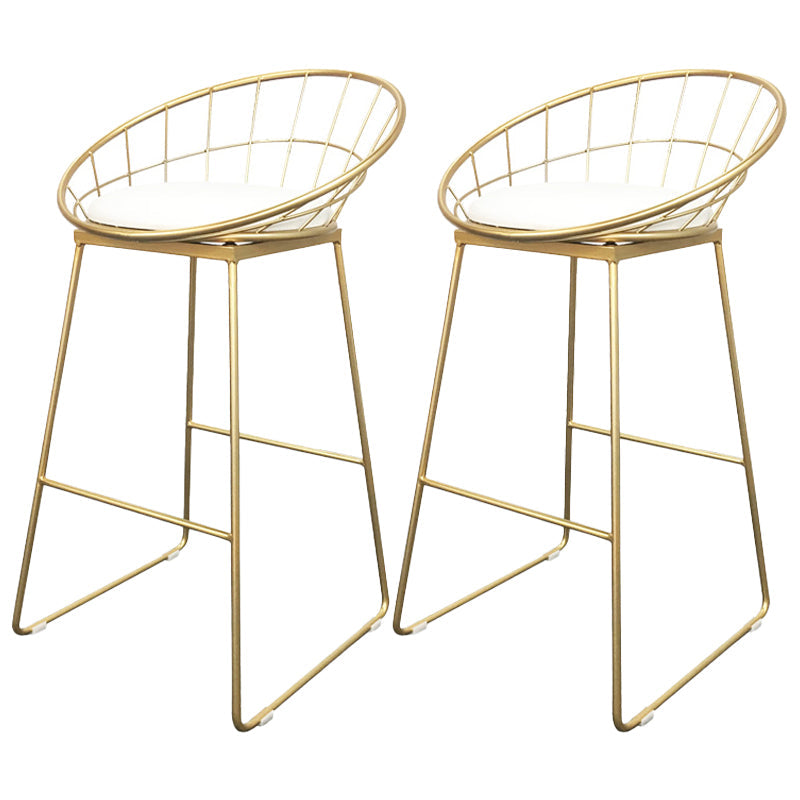 Sgabello da pranzo glam senza braccio sgabello da bar sul retro con base in metallo oro