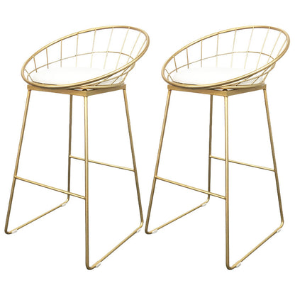 Sgabello da pranzo glam senza braccio sgabello da bar sul retro con base in metallo oro