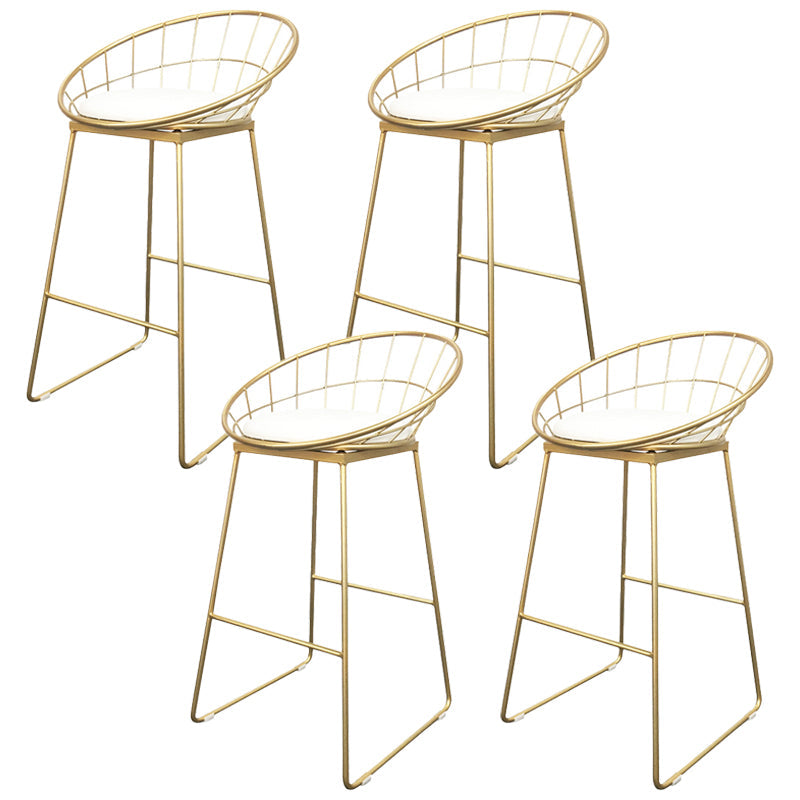 Sgabello da pranzo glam senza braccio sgabello da bar sul retro con base in metallo oro