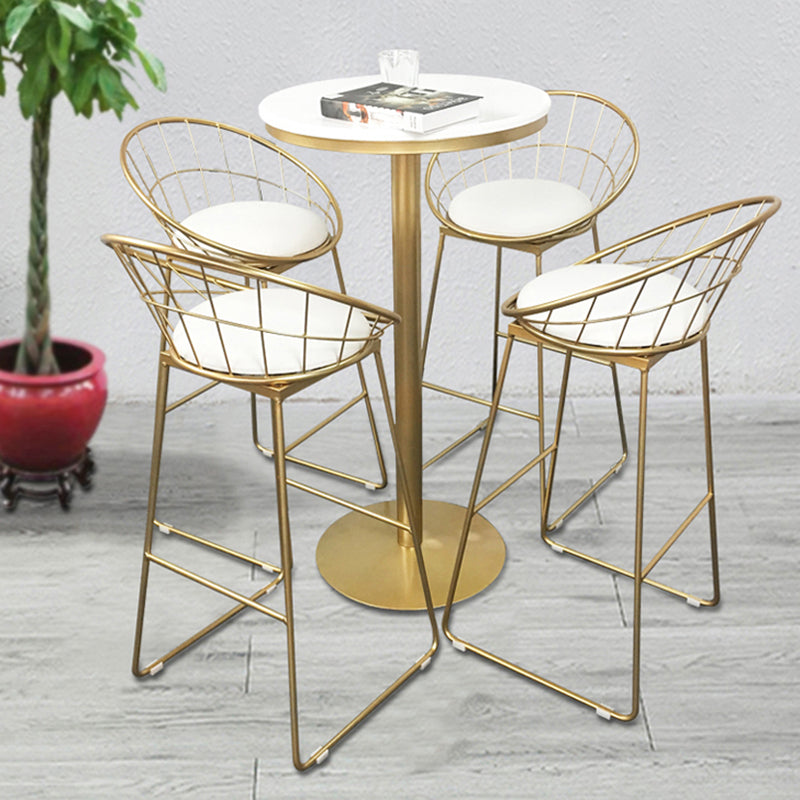 Sgabello da pranzo glam senza braccio sgabello da bar sul retro con base in metallo oro