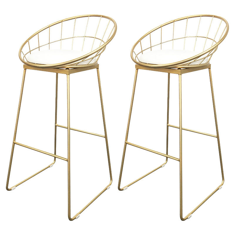 Sgabello da pranzo glam senza braccio sgabello da bar sul retro con base in metallo oro