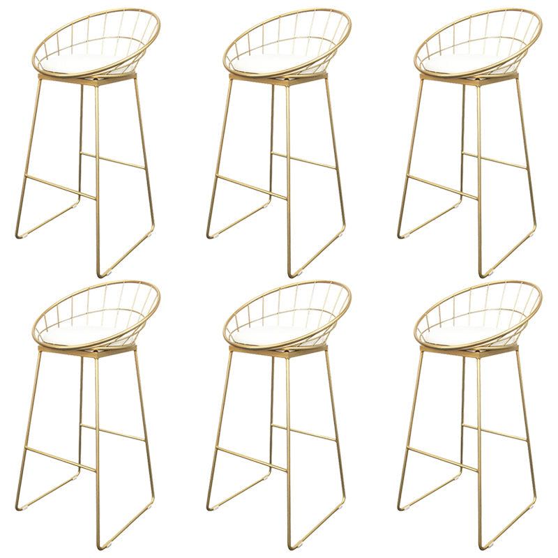 Sgabello da pranzo glam senza braccio sgabello da bar sul retro con base in metallo oro