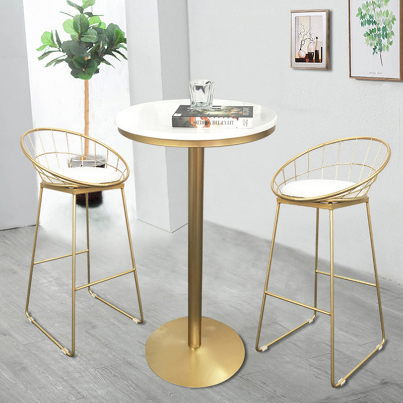 Sgabello da pranzo glam senza braccio sgabello da bar sul retro con base in metallo oro