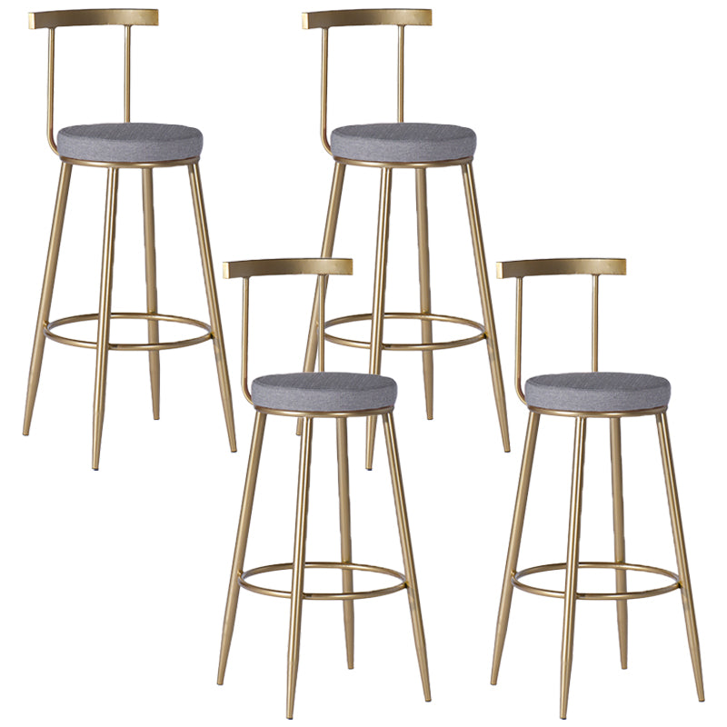 Sgabello da pranzo glam senza braccio sgabello da bar sul retro con base in metallo oro