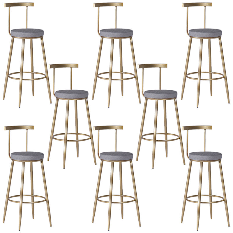 Sgabello da pranzo glam senza braccio sgabello da bar sul retro con base in metallo oro