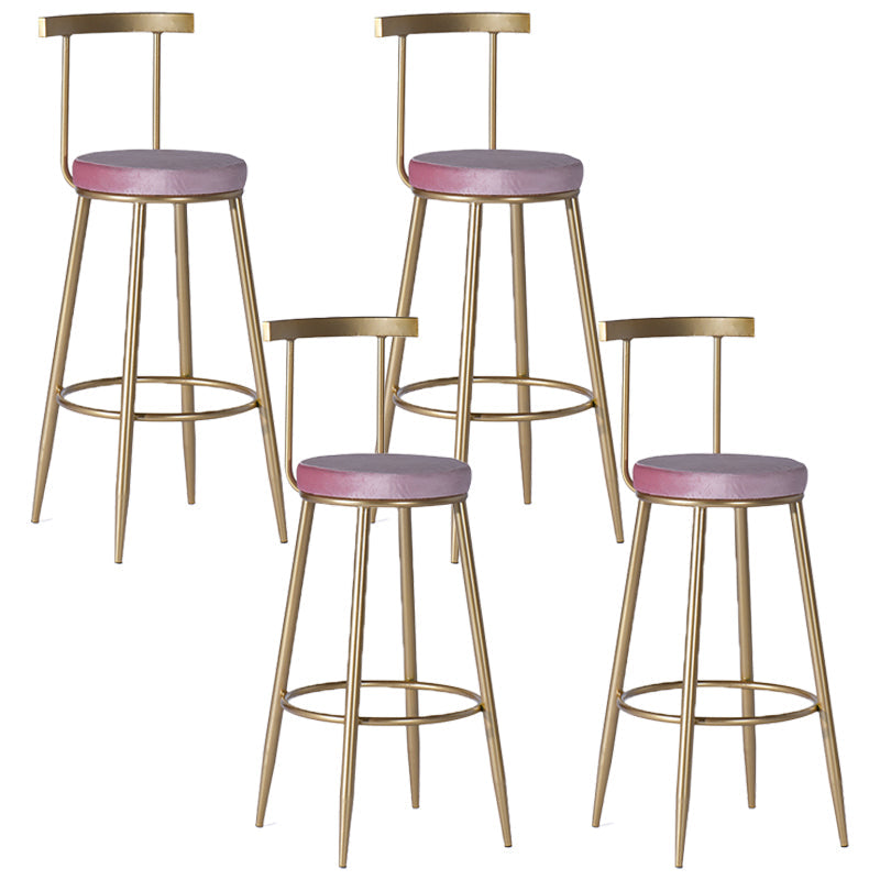 Sgabello da pranzo glam senza braccio sgabello da bar sul retro con base in metallo oro