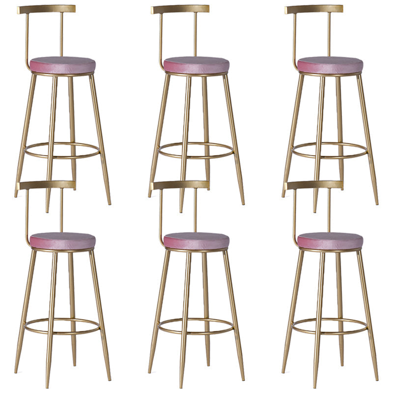 Sgabello da pranzo glam senza braccio sgabello da bar sul retro con base in metallo oro