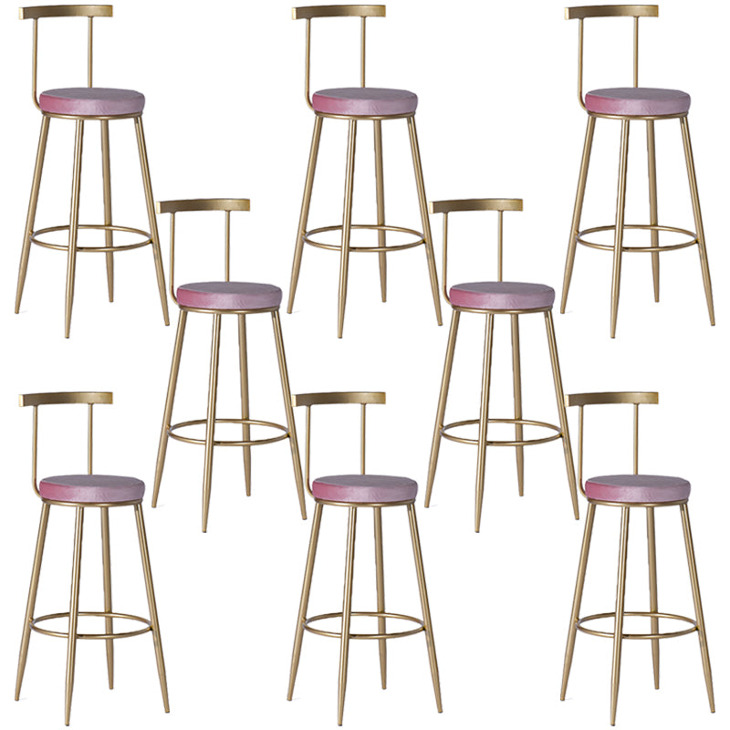 Sgabello da pranzo glam senza braccio sgabello da bar sul retro con base in metallo oro