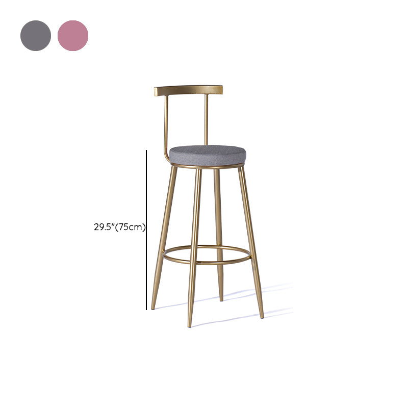 Sgabello da pranzo glam senza braccio sgabello da bar sul retro con base in metallo oro