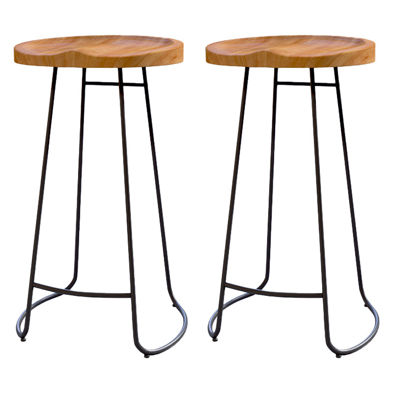 Armless Dining Stools Modern Bar Stools with Black Metal Base 2 Piece Set Non-Upholstered Saddle Clearhalo 'Bar Furniture' 'Bar Stools' 'bar_stools' 'furn' 'furn_bar_stools' 'Furniture' 'Kitchen & Dining Furniture' 7016262