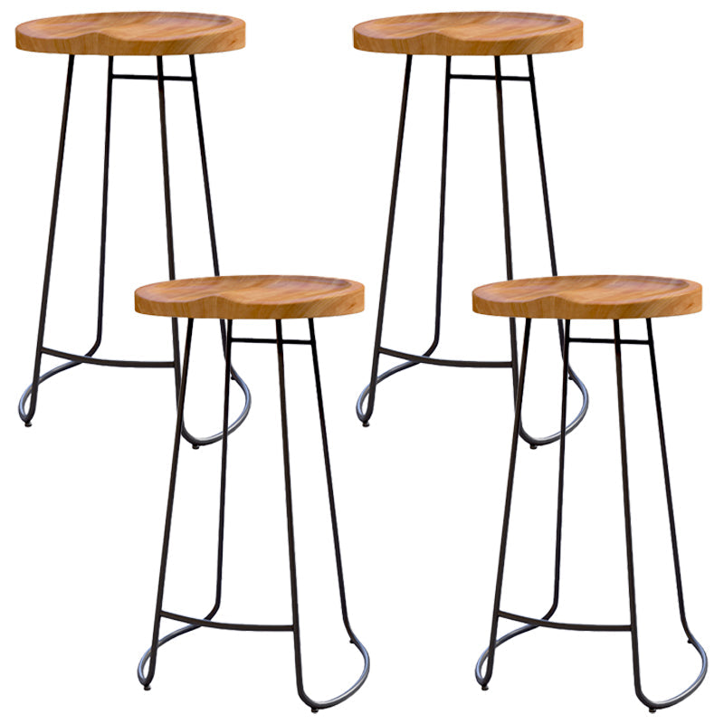 Armless Dining Stools Modern Bar Stools with Black Metal Base 4 Piece Set Non-Upholstered Saddle Clearhalo 'Bar Furniture' 'Bar Stools' 'bar_stools' 'furn' 'furn_bar_stools' 'Furniture' 'Kitchen & Dining Furniture' 7016263