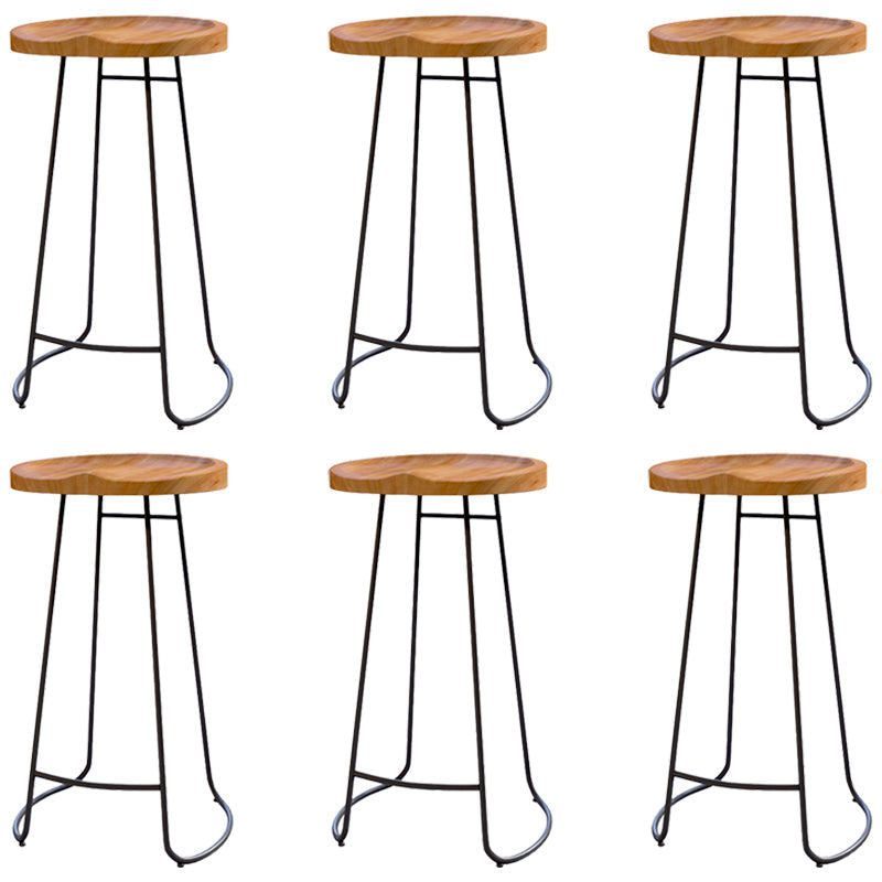 Armless Dining Stools Modern Bar Stools with Black Metal Base 6 Piece Set Non-Upholstered Saddle Clearhalo 'Bar Furniture' 'Bar Stools' 'bar_stools' 'furn' 'furn_bar_stools' 'Furniture' 'Kitchen & Dining Furniture' 7016266