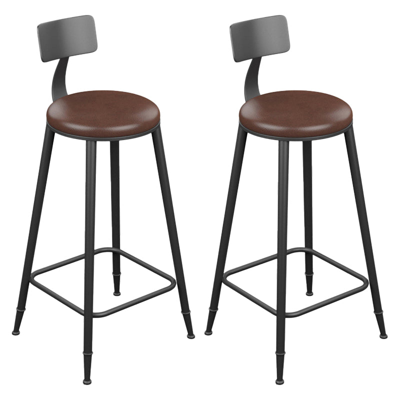 Armless Dining Stools Modern Bar Stools with Black Metal Base 2 Piece Set Upholstered Round Clearhalo 'Bar Furniture' 'Bar Stools' 'bar_stools' 'furn' 'furn_bar_stools' 'Furniture' 'Kitchen & Dining Furniture' 7016269