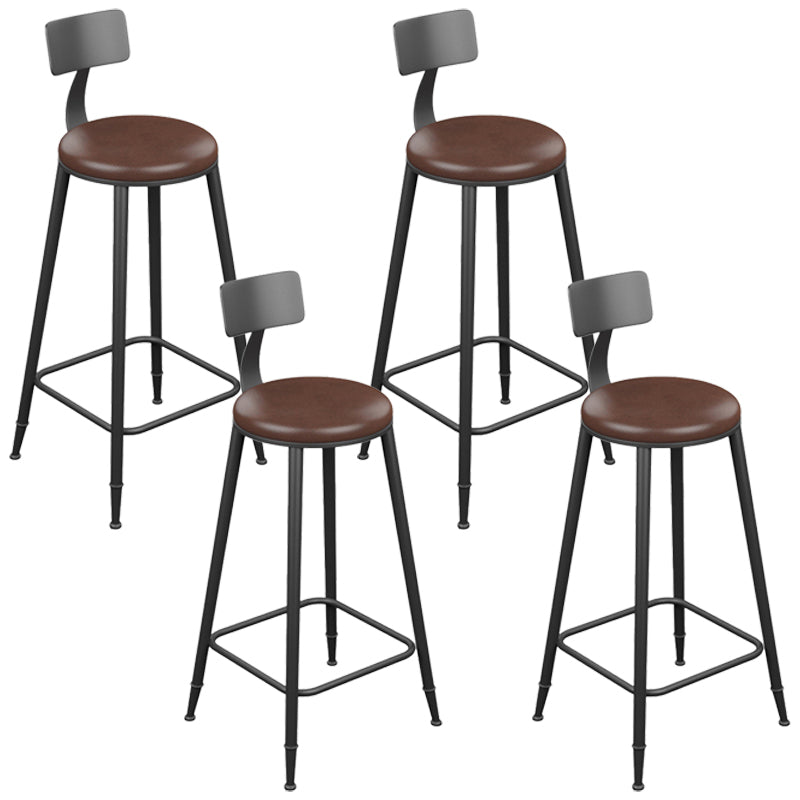 Armless Dining Stools Modern Bar Stools with Black Metal Base 4 Piece Set Upholstered Round Clearhalo 'Bar Furniture' 'Bar Stools' 'bar_stools' 'furn' 'furn_bar_stools' 'Furniture' 'Kitchen & Dining Furniture' 7016271
