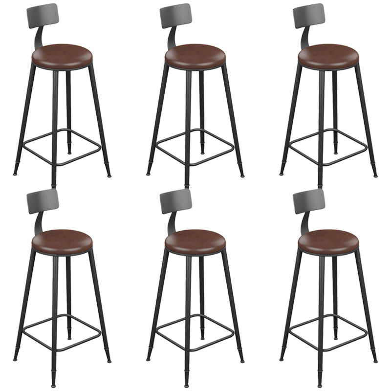 Armless Dining Stools Modern Bar Stools with Black Metal Base 6 Piece Set Upholstered Round Clearhalo 'Bar Furniture' 'Bar Stools' 'bar_stools' 'furn' 'furn_bar_stools' 'Furniture' 'Kitchen & Dining Furniture' 7016273
