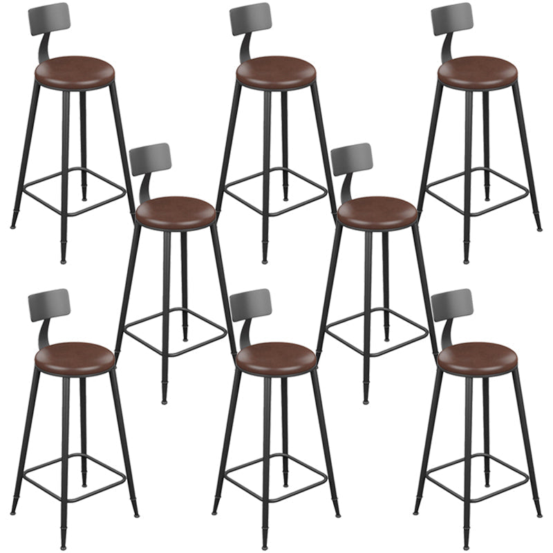 Armless Dining Stools Modern Bar Stools with Black Metal Base 8 Piece Set Upholstered Round Clearhalo 'Bar Furniture' 'Bar Stools' 'bar_stools' 'furn' 'furn_bar_stools' 'Furniture' 'Kitchen & Dining Furniture' 7016276
