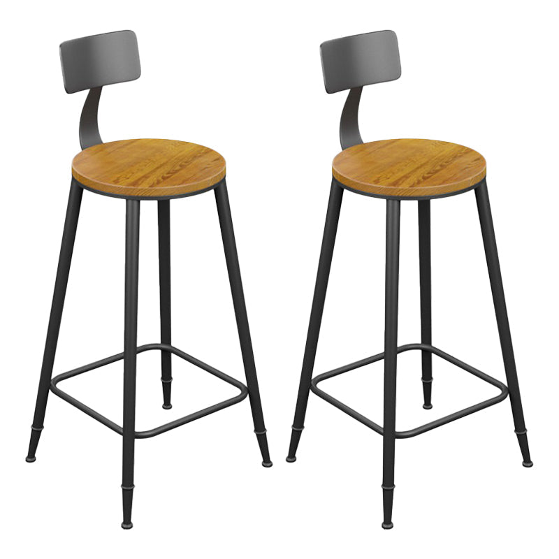 Armless Dining Stools Modern Bar Stools with Black Metal Base 2 Piece Set Non-Upholstered Round Clearhalo 'Bar Furniture' 'Bar Stools' 'bar_stools' 'furn' 'furn_bar_stools' 'Furniture' 'Kitchen & Dining Furniture' 7016278