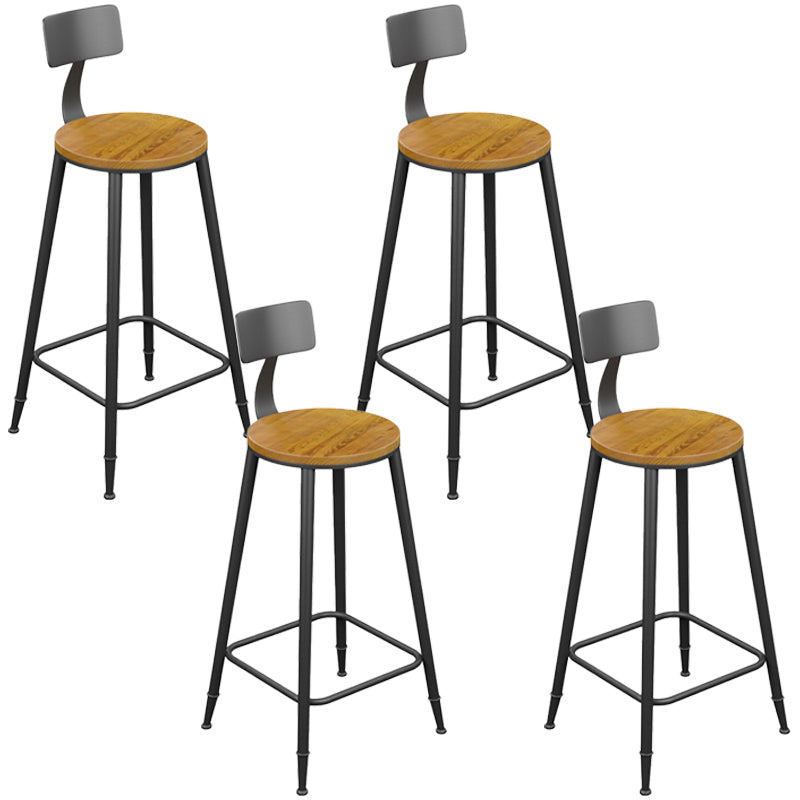 Armless Dining Stools Modern Bar Stools with Black Metal Base 4 Piece Set Non-Upholstered Round Clearhalo 'Bar Furniture' 'Bar Stools' 'bar_stools' 'furn' 'furn_bar_stools' 'Furniture' 'Kitchen & Dining Furniture' 7016280