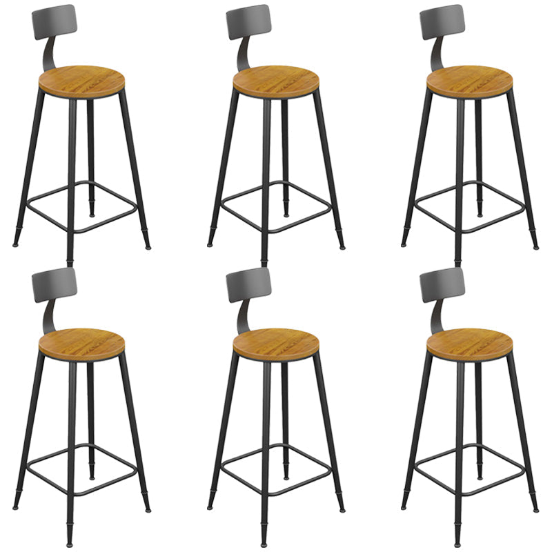 Armless Dining Stools Modern Bar Stools with Black Metal Base 6 Piece Set Non-Upholstered Round Clearhalo 'Bar Furniture' 'Bar Stools' 'bar_stools' 'furn' 'furn_bar_stools' 'Furniture' 'Kitchen & Dining Furniture' 7016281