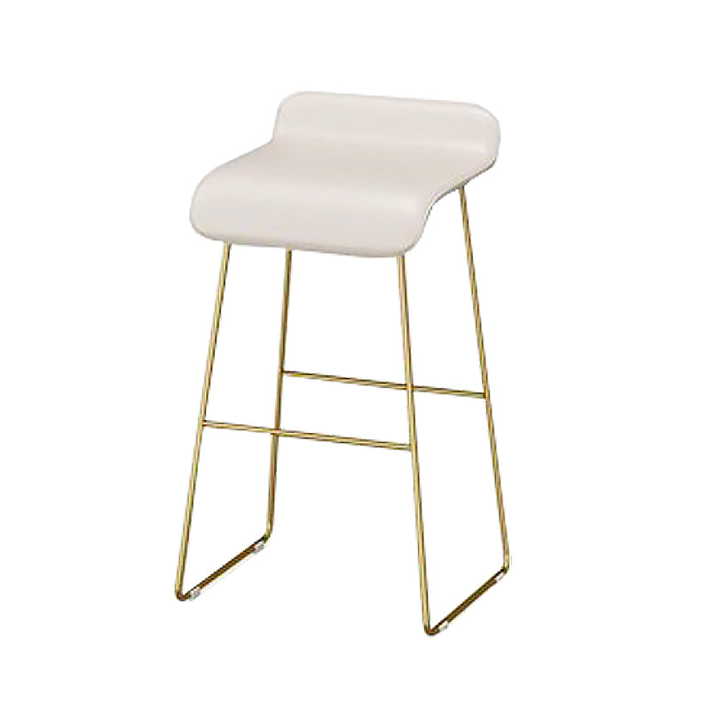 Faux Leather Bar Stool Modern Bar Height Armless Stool with Gold Base White 1 Piece Clearhalo 'Bar Furniture' 'Bar Stools' 'bar_stools' 'furn' 'furn_bar_stools' 'Furniture' 'Kitchen & Dining Furniture' 7016287