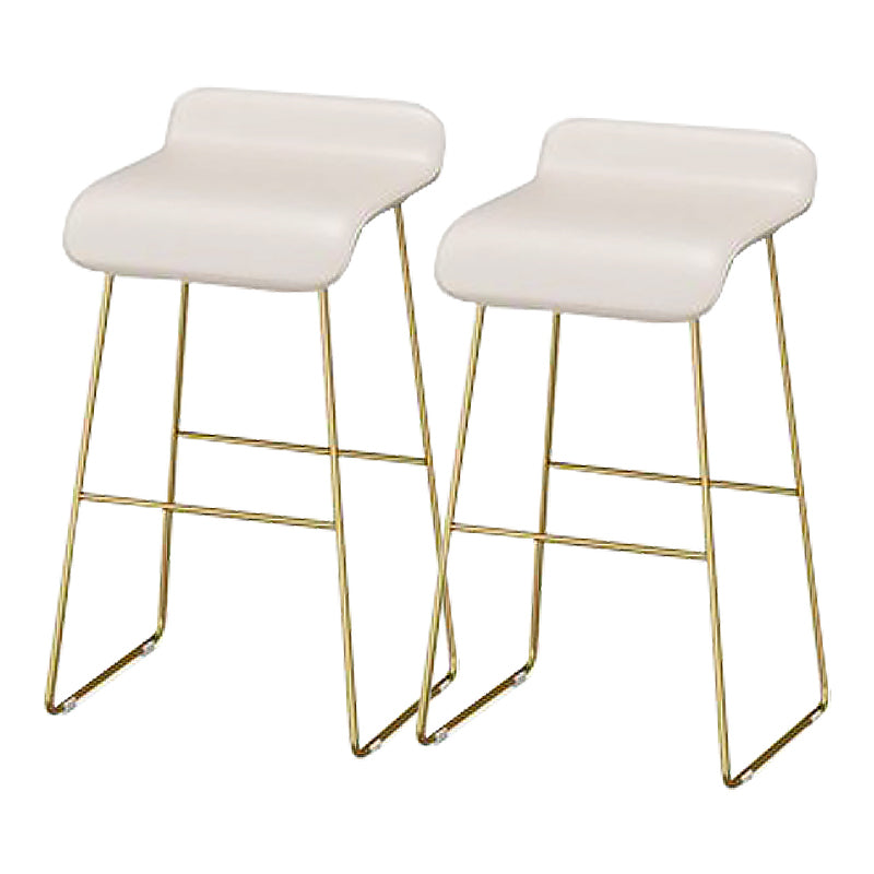 Faux Leather Bar Stool Modern Bar Height Armless Stool with Gold Base White 2 Piece Set Clearhalo 'Bar Furniture' 'Bar Stools' 'bar_stools' 'furn' 'furn_bar_stools' 'Furniture' 'Kitchen & Dining Furniture' 7016288