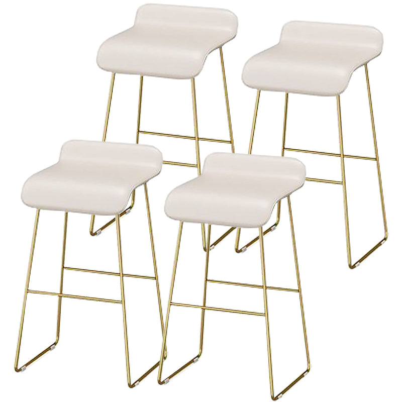 Faux Leather Bar Stool Modern Bar Height Armless Stool with Gold Base White 4 Piece Set Clearhalo 'Bar Furniture' 'Bar Stools' 'bar_stools' 'furn' 'furn_bar_stools' 'Furniture' 'Kitchen & Dining Furniture' 7016290