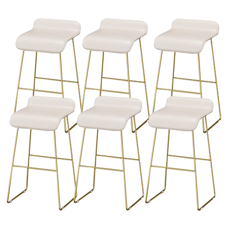 Faux Leather Bar Stool Modern Bar Height Armless Stool with Gold Base White 6 Piece Set Clearhalo 'Bar Furniture' 'Bar Stools' 'bar_stools' 'furn' 'furn_bar_stools' 'Furniture' 'Kitchen & Dining Furniture' 7016292