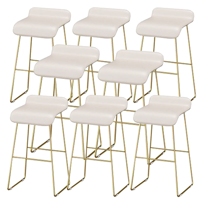 Faux Leather Bar Stool Modern Bar Height Armless Stool with Gold Base White 8 Piece Set Clearhalo 'Bar Furniture' 'Bar Stools' 'bar_stools' 'furn' 'furn_bar_stools' 'Furniture' 'Kitchen & Dining Furniture' 7016295