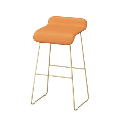 Faux Leather Bar Stool Modern Bar Height Armless Stool with Gold Base Orange 1 Piece Clearhalo 'Bar Furniture' 'Bar Stools' 'bar_stools' 'furn' 'furn_bar_stools' 'Furniture' 'Kitchen & Dining Furniture' 7016297