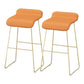 Faux Leather Bar Stool Modern Bar Height Armless Stool with Gold Base Orange 2 Piece Set Clearhalo 'Bar Furniture' 'Bar Stools' 'bar_stools' 'furn' 'furn_bar_stools' 'Furniture' 'Kitchen & Dining Furniture' 7016298
