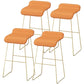 Faux Leather Bar Stool Modern Bar Height Armless Stool with Gold Base Orange 4 Piece Set Clearhalo 'Bar Furniture' 'Bar Stools' 'bar_stools' 'furn' 'furn_bar_stools' 'Furniture' 'Kitchen & Dining Furniture' 7016301