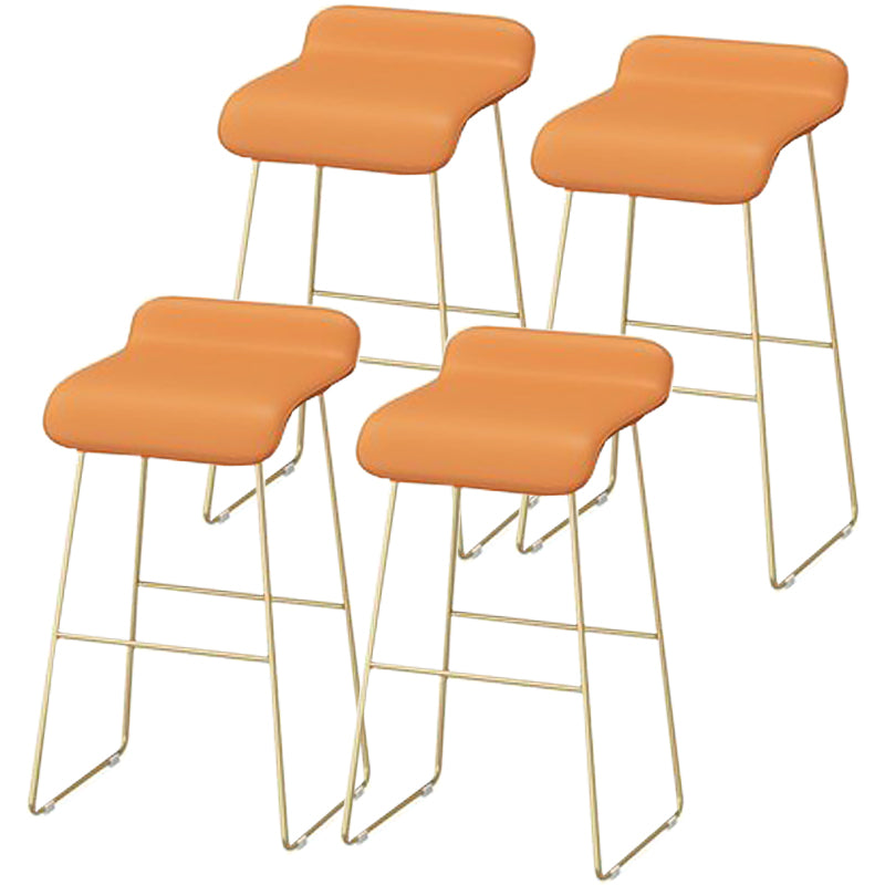 Faux Leather Bar Stool Modern Bar Height Armless Stool with Gold Base Orange 4 Piece Set Clearhalo 'Bar Furniture' 'Bar Stools' 'bar_stools' 'furn' 'furn_bar_stools' 'Furniture' 'Kitchen & Dining Furniture' 7016301