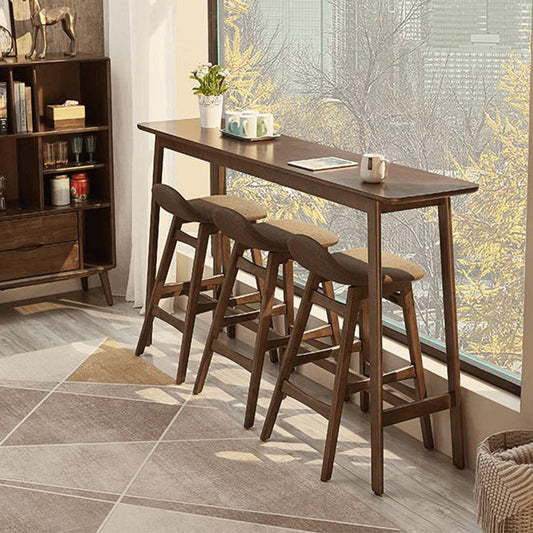 Walnut Solid Wood Bar Stools Industrial Linen Barstools with Low Back