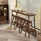 Walnut Solid Wood Bar Stools Industrial Linen Barstools with Low Back