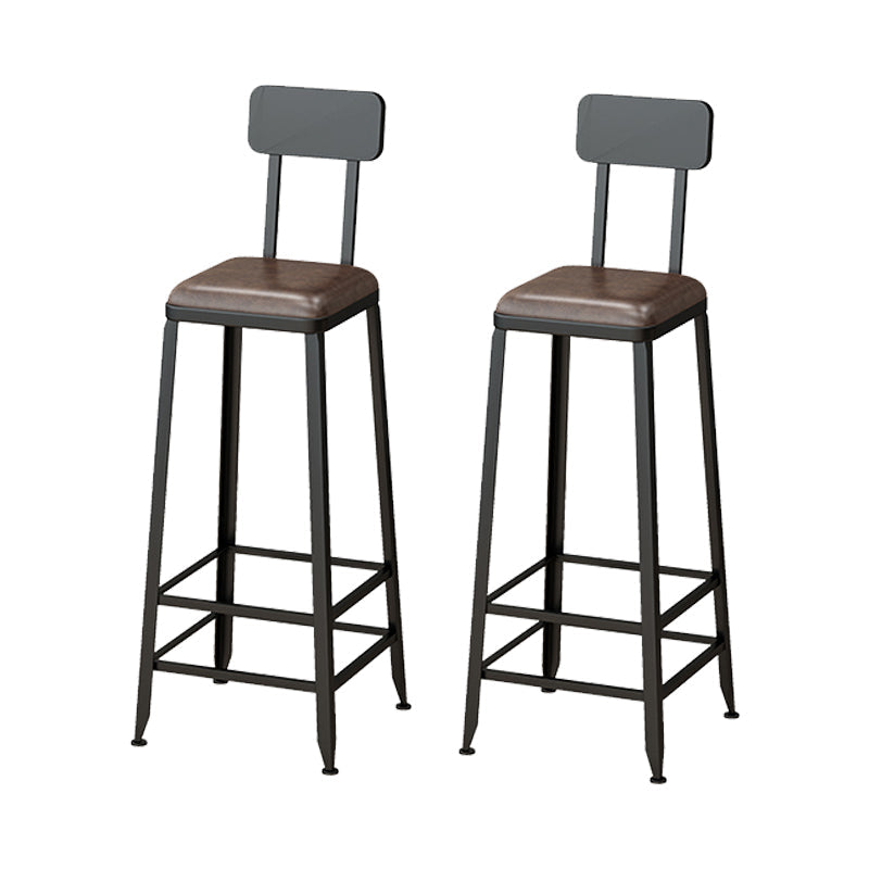 Armless Dining Stool Contemporary Bar Stool with Black Metal Base 2 Piece Set Upholstered Square Clearhalo 'Bar Furniture' 'Bar Stools' 'bar_stools' 'furn' 'furn_bar_stools' 'Furniture' 'Kitchen & Dining Furniture' 7016415