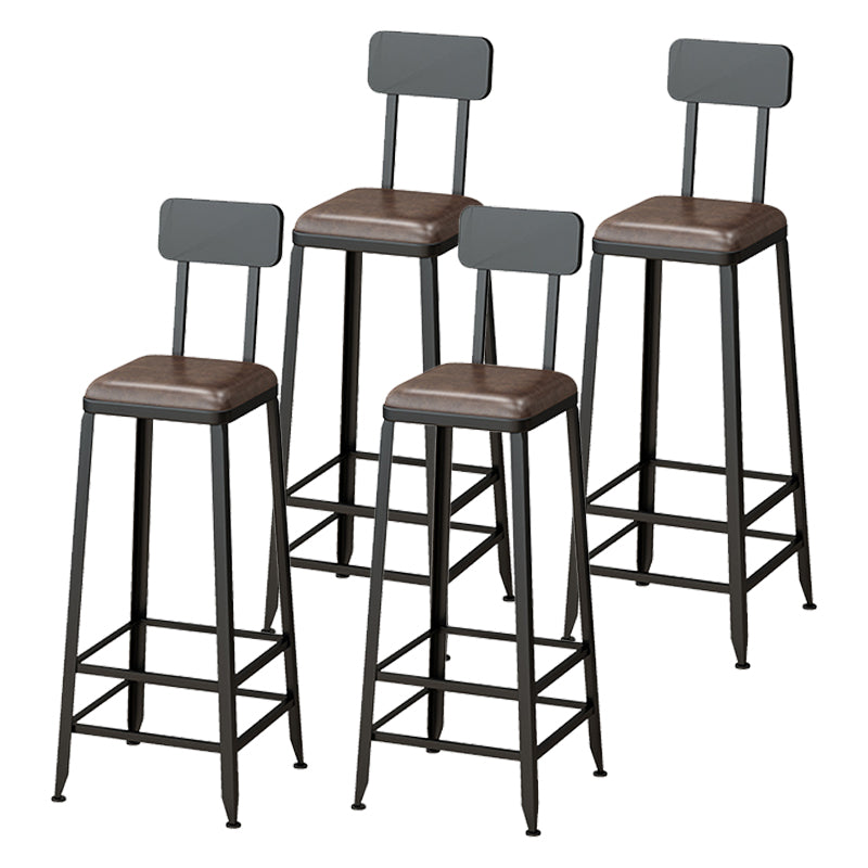 Armless Dining Stool Contemporary Bar Stool with Black Metal Base 4 Piece Set Upholstered Square Clearhalo 'Bar Furniture' 'Bar Stools' 'bar_stools' 'furn' 'furn_bar_stools' 'Furniture' 'Kitchen & Dining Furniture' 7016417