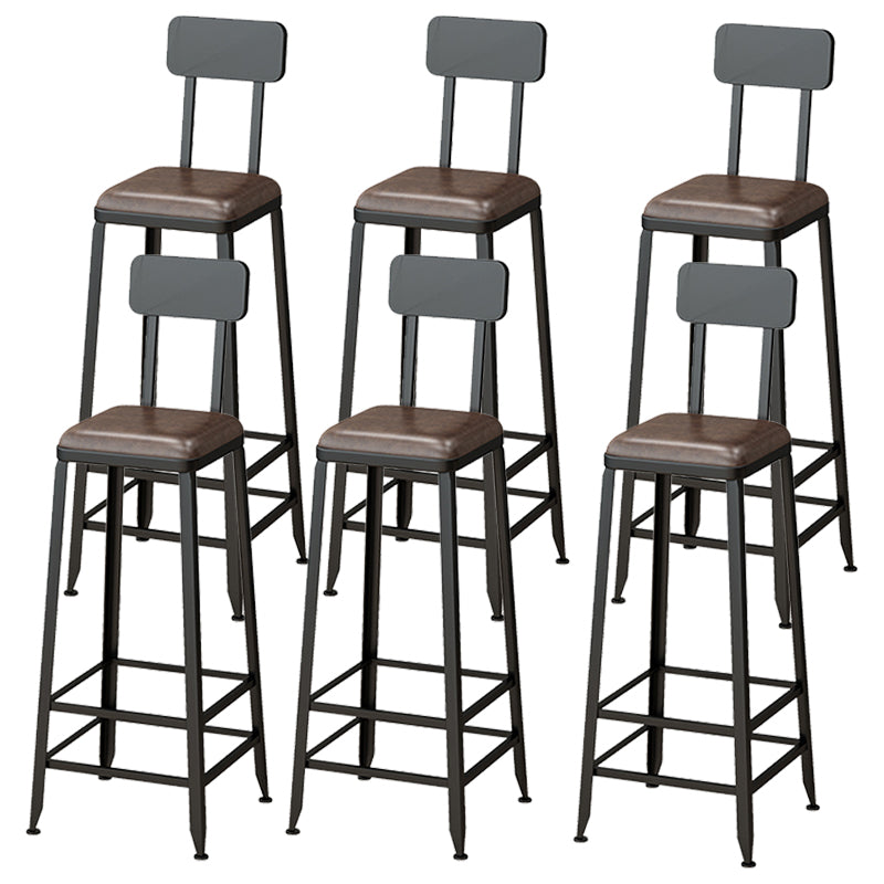 Armless Dining Stool Contemporary Bar Stool with Black Metal Base 6 Piece Set Upholstered Square Clearhalo 'Bar Furniture' 'Bar Stools' 'bar_stools' 'furn' 'furn_bar_stools' 'Furniture' 'Kitchen & Dining Furniture' 7016420