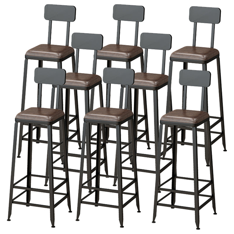 Armless Dining Stool Contemporary Bar Stool with Black Metal Base 8 Piece Set Upholstered Square Clearhalo 'Bar Furniture' 'Bar Stools' 'bar_stools' 'furn' 'furn_bar_stools' 'Furniture' 'Kitchen & Dining Furniture' 7016422