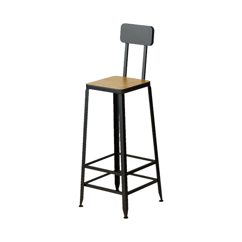 Armless Dining Stool Contemporary Bar Stool with Black Metal Base 1 Piece Non-Upholstered Square Clearhalo 'Bar Furniture' 'Bar Stools' 'bar_stools' 'furn' 'furn_bar_stools' 'Furniture' 'Kitchen & Dining Furniture' 7016424