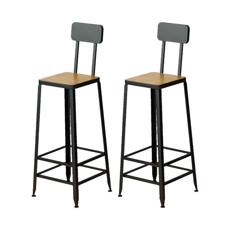 Armless Dining Stool Contemporary Bar Stool with Black Metal Base 2 Piece Set Non-Upholstered Square Clearhalo 'Bar Furniture' 'Bar Stools' 'bar_stools' 'furn' 'furn_bar_stools' 'Furniture' 'Kitchen & Dining Furniture' 7016426