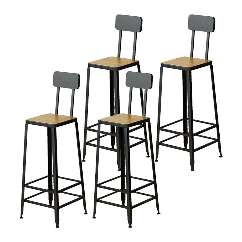 Armless Dining Stool Contemporary Bar Stool with Black Metal Base 4 Piece Set Non-Upholstered Square Clearhalo 'Bar Furniture' 'Bar Stools' 'bar_stools' 'furn' 'furn_bar_stools' 'Furniture' 'Kitchen & Dining Furniture' 7016427